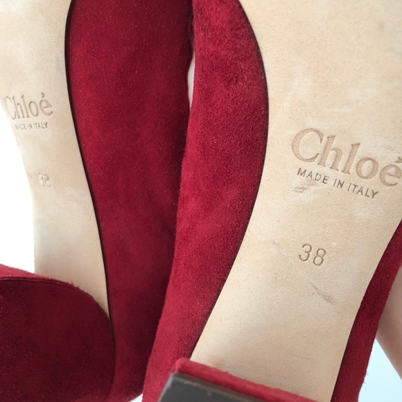 Chloe scalloped red suede Lauren heels - 38 - Picture 7 of 8